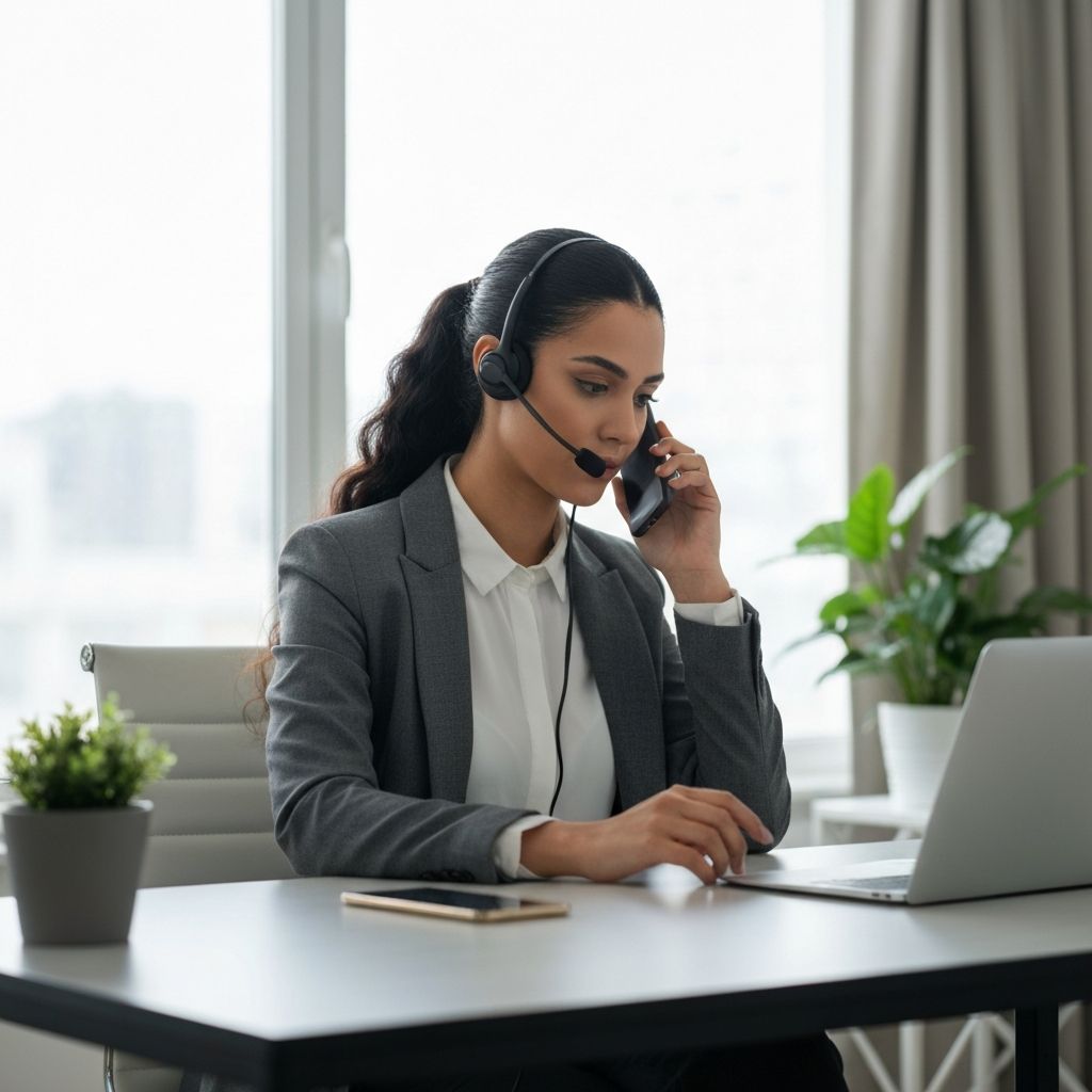 موظفة خدمة عملاء تعمل من المنزل